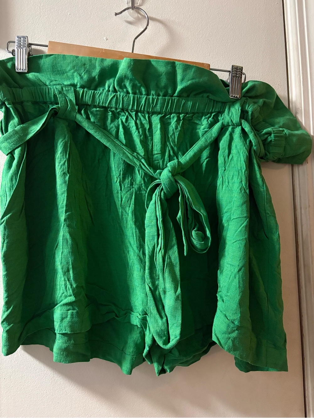 High-Waist Green Tie-Front Women's Shorts size XL